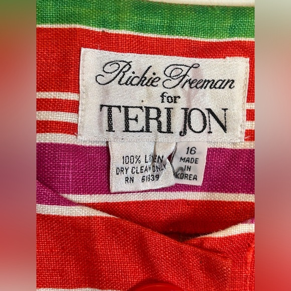 80s Rickie Freeman for Teri Jon 100% Linen Button Down Blouse size 16 vintage - Picture 7 of 12